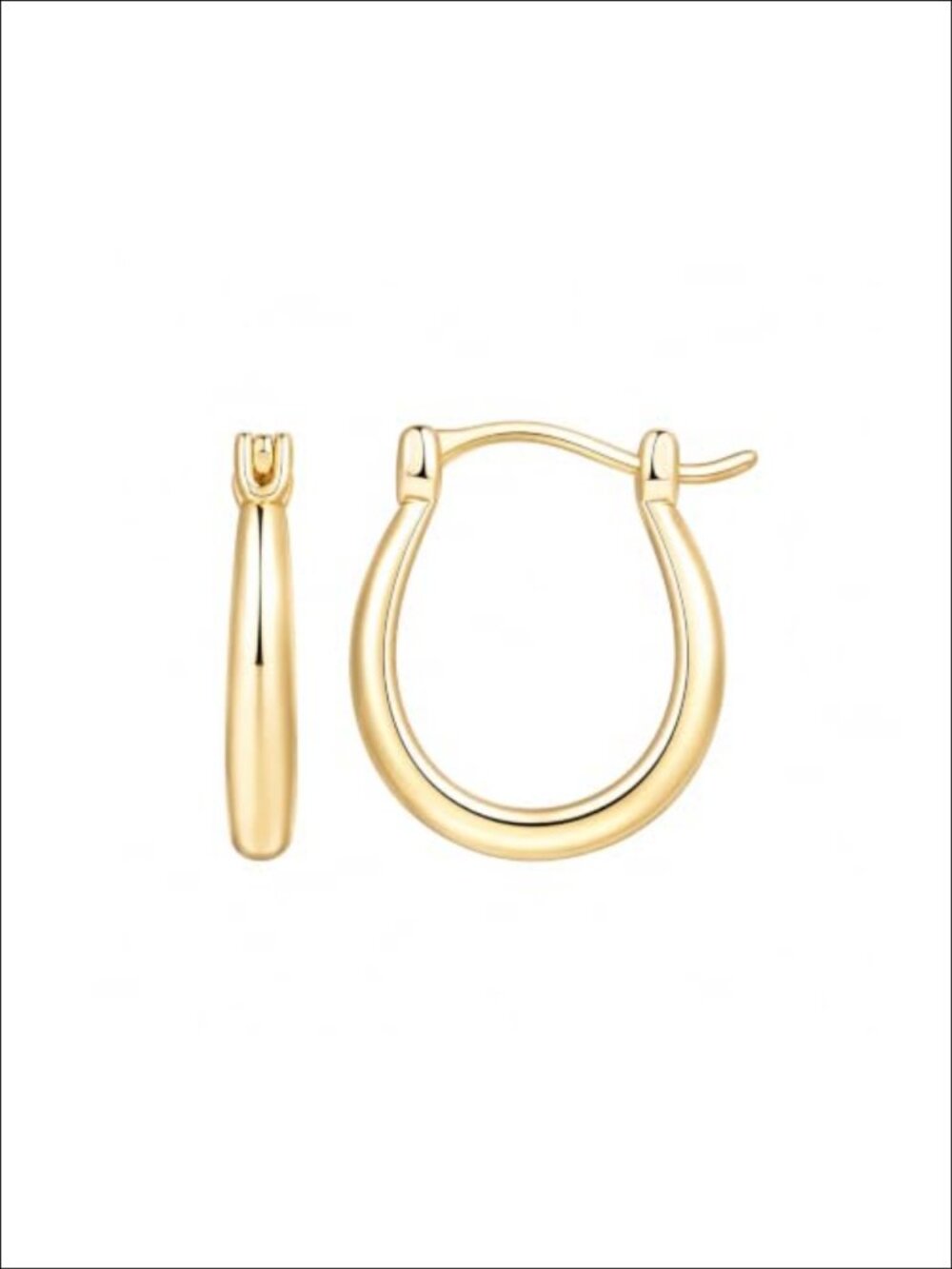 14K Gold Plated U-Shaped Hoop Earrings Hypoallergenic Lightweight Women's